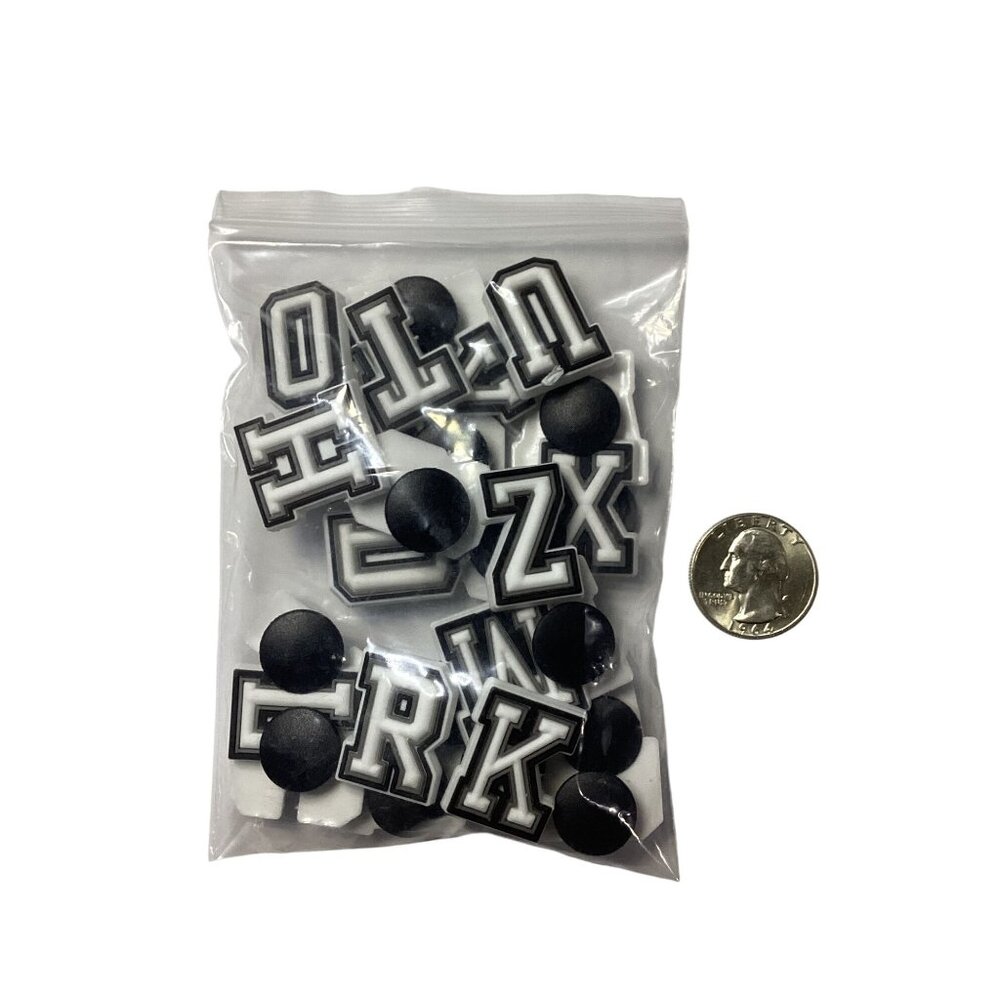 26pcs Alphabet Jibbitzs Black White Silver for Crocs Brand New